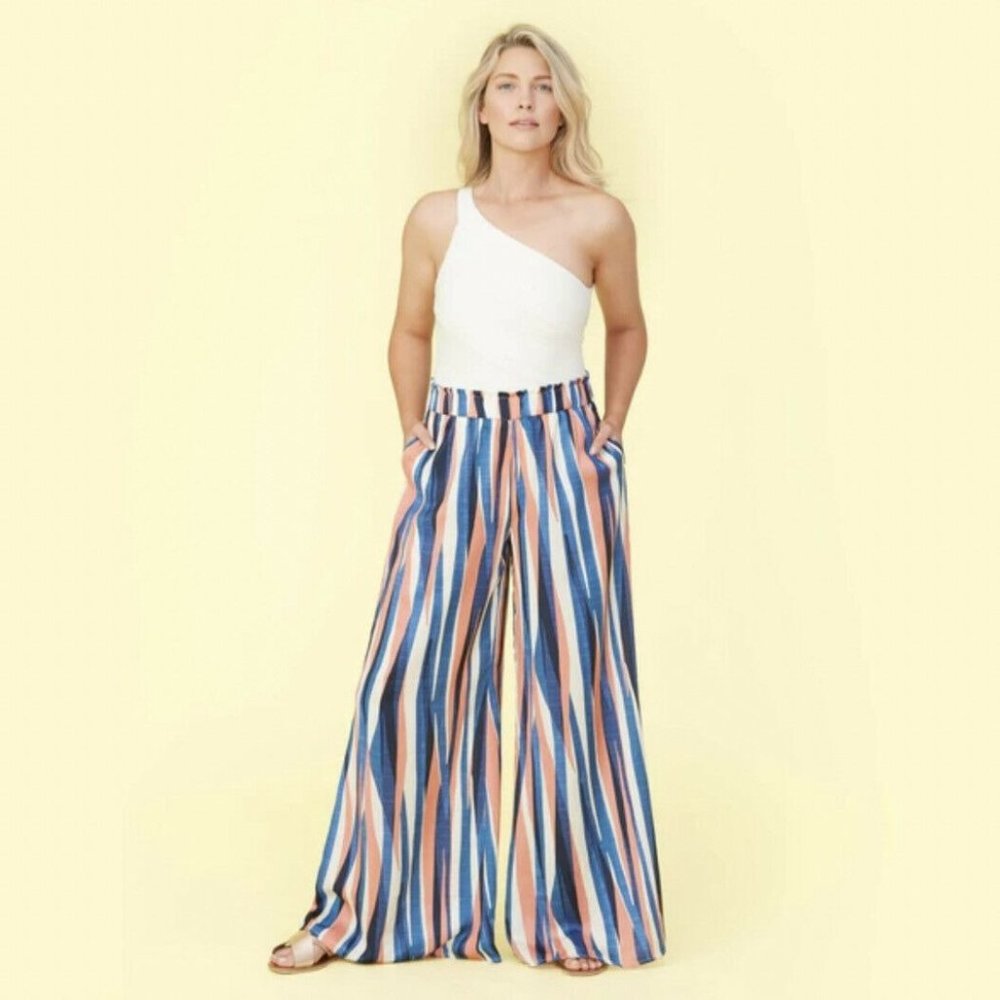 Summersalt Womens Multicolor Polyester Striped The Perfect Palazzo Pant Size XL